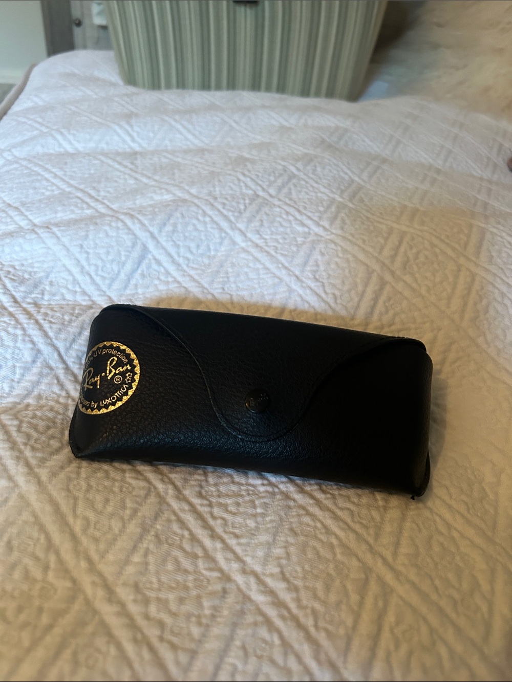 Ray-Ban Black Sunglasses and Case with Gold Logo
